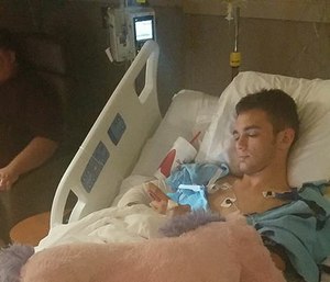Daniel Wesley in his hospital bed.