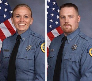 This undated photo combo provided by Kansas City, Kansas police department shows from left, Deputy Theresa King and DeputyPatrick Rohrer. (Kansas City Kansas police department via AP)