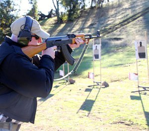 The favored rifle of choice for terrorist attackers is the AK-47. We were asked, “Would you rather continue the fight with your pistol, or pick up this rifle to even the odds?” The answer, obviously, is a no-brainer. (PoliceOne Image)