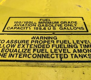 The fuel placard on a plane that crashed in Alaska in May, injuring three firefighters and the pilot, says