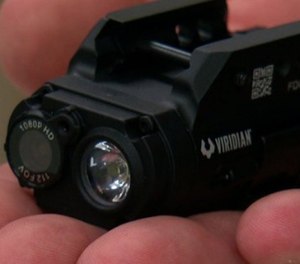 The 3.2-ounce, 3-inch long camera sits in front of the trigger and activates video and audio as soon as an officer pulls the gun from the holster.