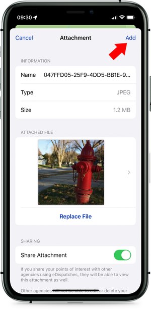 eDispatches latest app feature allows users to attach images, preplans, documents and keyholder information to hydrant locations and points of interest (POI).
