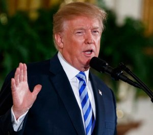 President Donald Trump speaks during the Public Safety Medal of Valor awards ceremony in the East Room of the White House, Tuesday, Feb. 20, 2018, in Washington.