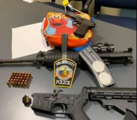This photo shows the weapons found during the stop. (Photo/Swampscott Police)