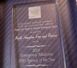 North Hampton fire received PRH's Agency of the Year award based on patient care report data that showed North Hampton's paramedics and advanced EMTs had the highest success rate with procedures performed on patients in the field.