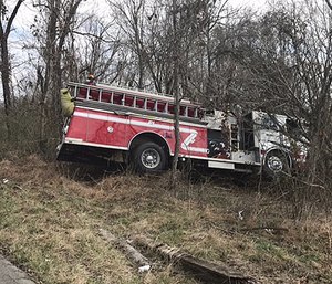 The crashed fire engine. (Photo/Whitley County Sheriff Department)
