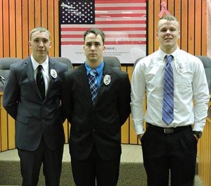 Stephen Mader, middle, pictured at his swearing-in ceremony. (Photo/Weirton Police Facebook)