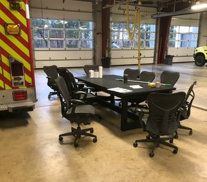 While toxins have been kept out of living areas, the trend of bay tables or lounges has continued – a trend that combines the toxins of the apparatus bay and a “living” space. (Photo/Michael J. Hauser)