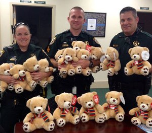 Spokeswoman Michele Nicholson said a stuffed animal is a good distraction for kids who are going through a stressful situation and don't understand what is going on. (Photo/Okaloosa County Sheriff)