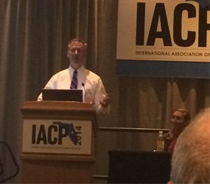 Milwaukee Police Chief Edward Flynn addresses the audience at IACP in Orlando about how he backed one of his officers when a news story inaccurately accused him of wrongdoing.