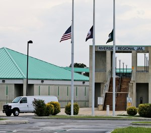 This Wednesday Aug. 7 2018 photo shows the entrance to the Riverside Regional Jail in Prince George, Va.