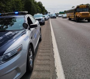 The scene in Henrico County, Virginia where a suspect assaulted a state trooper during a traffic stop on September 16, 2020.