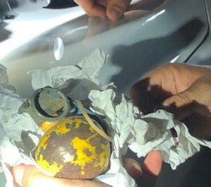 The Sarasota County Sheriff’s bomb squad made sure the grenade was safe for removal and destruction. (Photo/DeSoto County Sheriff)