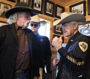 Deputy Bill Hardin, right, is being honored with his own exhibit at the Chisholm Trail Museum in Cleburne. The exhibit in his honor calls him the