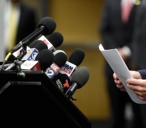 Brian McKnight, Drug Enforcement Administration special agent in charge, speaks at a news conference, Wednesday, Aug. 15, 2018, in downtown Chicago.