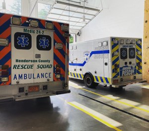 EMTs Lindsey Burgess and Savannah Selby are receiving treatment in a local hospital following a crash in which a car struck their ambulance.