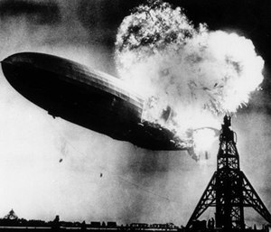 This May 6, 1937 file photo, provided by the Philadelphia Public Ledger, was taken at almost the split second that the Hindenburg exploded over the Lakehurst Naval Air Station in Lakehurst, N.J.