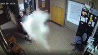 Watch: Man discharges fire extinguisher at LEO after cuffs loosened, is shot