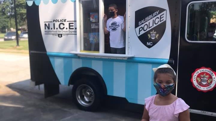 The Salisbury Police Department's Neighborhood Ice Cream Express is operated by police officers and travels into various neighborhoods.
