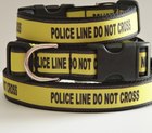Police tape-themed dog collar