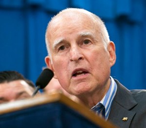 In this July 17, 2017 file photo Gov. Jerry Brown speaks at a Capitol news conference in Sacramento, Calif.