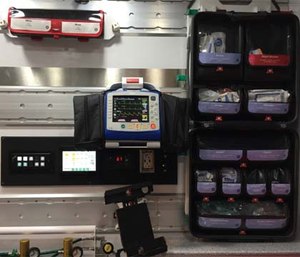 Ferno inTraxx system for mounting and storing EMS supplies and equipment. (Photo by Greg Friese)