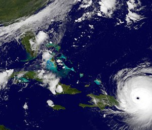 A decade-long lucky streak of decent weather that helped rescue one of Florida's biggest home insurers from collapse could come to a wet, violent end if predictions about Hurricane Irma prove true. (NASA/NOAA GOES Project via AP)
