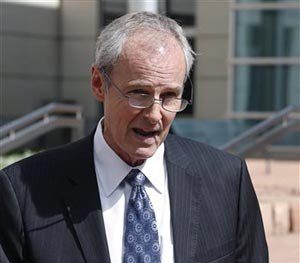 Attorney Robert Pepin, the public defender for defendant Shannon Conley, speaks with members of the media following Conley's plea hearing, at the U.S. Federal Courthouse, in Denver, Wednesday Sept. 10, 2014. (AP Image)