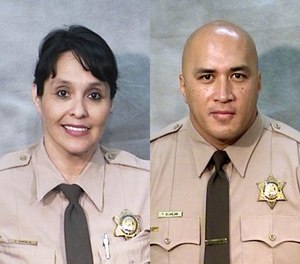 Corrections Officers Juanita Davila (left) and Toamalama Scanlan. (Fresno County Sheriff's Office via AP)