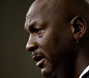 Michael Jordan speaks to the media during a news conference in Charlotte, N.C., Tuesday, Oct. 28, 2014.