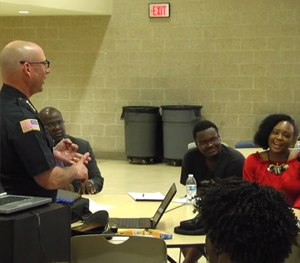 Chief Kenneth Berkowitz speaks to the crowd at the