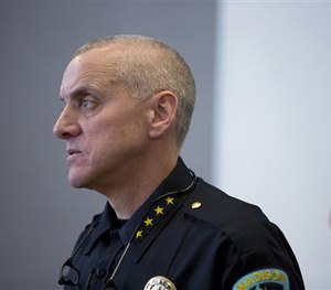 Madison Police Chief Mike Koval appears at a press conference on Saturday, March 7, 2015, in Madison, Wis.