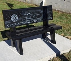 Fire department bench in honor of firefighter Zachary Clevenger. (LEX18 Photo)