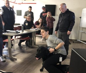 Armstrong Ambulance staff members received in-depth training from veterinarian Beth Eisenberg that would help them treat a K-9 injured in the line of duty. (Photo/AA)