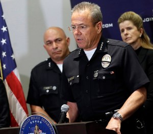 Los Angeles Police Department Chief Michel Moore said Saturday the LAPD has launched an investigation after a recruitment ad went up on the right-wing website Breitbart