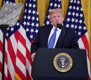 President Donald Trump speaks during an event on