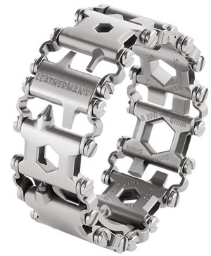 Made of corrosion-resistant stainless steel, the bracelet offers 25 features.
