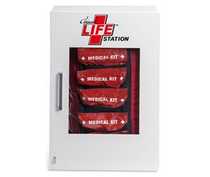 A cabinet for a school or business to store multiple trauma kits. (Photo courtesy of Chinook Medical Gear)