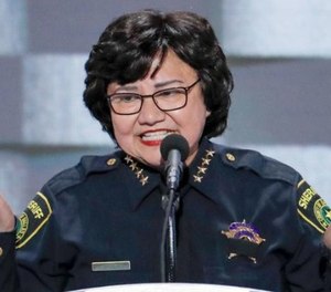 Valdez speaks at the Democratic National Convention in Philadelphia in 2016.