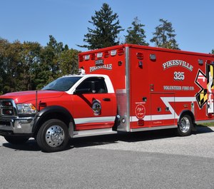 Pikesville Volunteer Fire Company EMT John Schretlen, 26, has been living at the fire station since the beginning of the COVID-19 pandemic and has worked on the ambulance nearly ever day since then. (Photo/Pikesville Volunteer Fire Company)