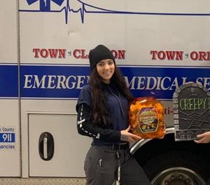 EMT Madison Calhoun, who recently graduated from the Thousand Islands Emergency Rescue Service junior program, stopped at the scene of a burning car to help direct two people to safety. (Photo/Thousand Islands Emergency Rescue Service-TIERS Juniors Facebook)