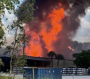 Projectile tanks from the burning warehouse. (Photo/Marc Bashoor)
