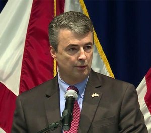 Alabama Attorney General Steve Marshall condemned anti-law enforcement attitudes and called for an end to violence against police officers during a press conference Wednesday, Feb. 12. (Photo/AP)