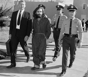 Charles Manson is shown en route to court in Independence, Calif., Dec. 3, 1969. (AP Image)