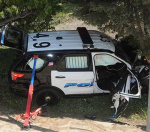 Officer Brian McDowell's crashed Explorer.