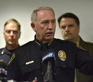 Santa Maria Police Chief Ralph Martin addresses reporters during a press conference about Operation Matador.