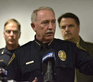 Santa Maria Police Chief Ralph Martin addresses reporters during a press conference about Operation Matador.