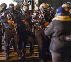 Police used a chemical irritant against protesters.