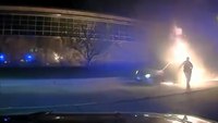 Watch: Wis. officers pull driver from minivan that erupted in flames from flat tire