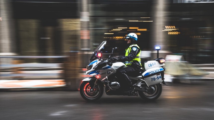 Gagnon is pictured on patrol during the Montreal marathon.